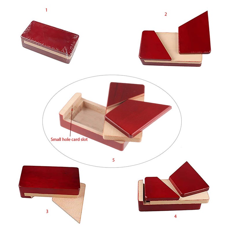 Ahyuan Gift Card Money Holder Puzzle Gift Case Box Big Secret Opening Impossible Box Puzzle Handmade 3D Brain Teaser Puzzle Magic Wooden Mysterious Gift Box Cube Game IQ Toys by AHYUAN (Natural) - Image 2